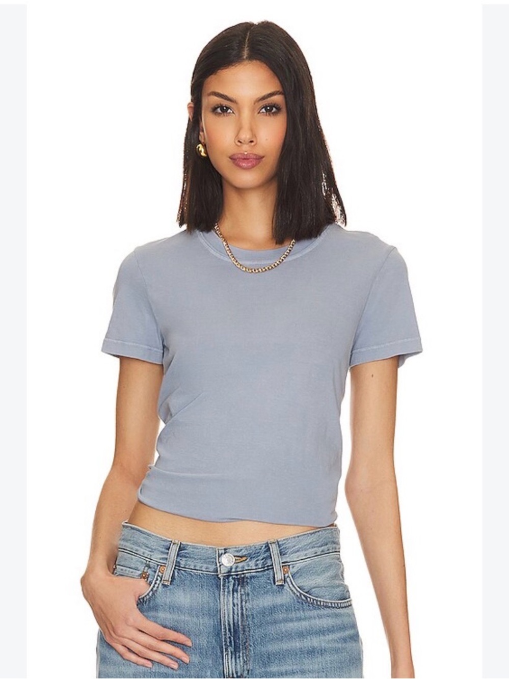 PINK Victoria's Secret Dusty Blue Crop Tee